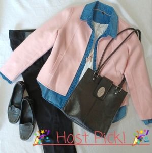 Talbots soft pink wool blazer